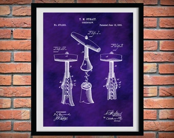 1883 Wine Corkscrew Patent Print - Wine Art Print - Winery Decor - Bacchus - Dionysus - Wine Cork Extractor - Wine Lover Gift Idea