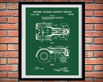 1939 John Deere Tractor Patent Print - McCormick Tractor - Art Print - Poster - Agriculture Art - Farmhouse Decor - Farming Print