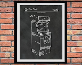 1978 Arcade Video Game Cabinet Patent Print - Arcade Console Game Poster - Video Arcade Game Blueprint - Arcade Gaming Console