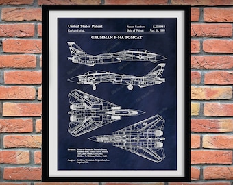 1999 F-14A Tomcat Bomber Patent Print, Northrop Grumman F-14A Art Print, F-14 Tomcat Poster Print, Supersonic Military Fighter Plane