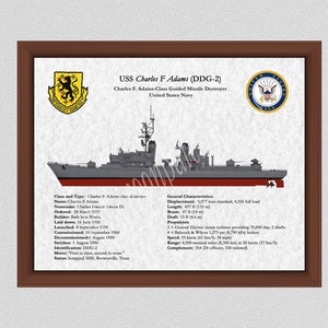 Desenho do contratorpedeiro USS Charles F Adams DDG-2, desenho do contratorpedeiro classe Charles F. Adams, projeto do contratorpedeiro classe Adams, impressão artística da Marinha dos EUA