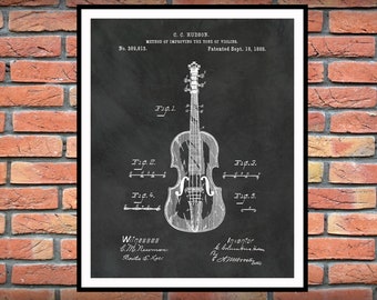 1888 Violin Patent Print - Violin Poster Print - Music Room Decor - Symphonic Orchestra Decor - Violinist Gift Idea - Music Student Gift