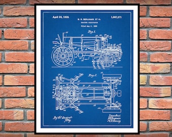 1925 International Harvester Tractor Cultivator Patent Print - IHC Tractor Poster Print - Farmhouse Decor - Farmall Tractor Patent Print