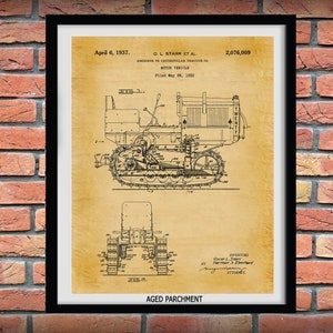 1932 Raupe Zwanzig Traktor Patentdruck - Raupe Traktor Poster - Raupe Traktor Bauplan - Bauernhof Dekor - Baukunst