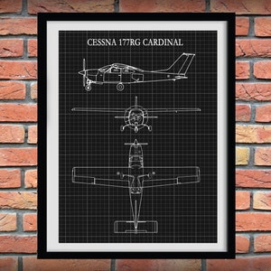 Cessna 177 RG Cardinal Drawing, Cessna 177RG Cardinal Airplane Art Print, Cessna 177RG Poster, Aviation Decor, Pilot Art