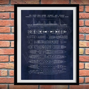 R.M.S. Titanic Poster Vers #2 - Titanic Poster - Titanic Blueprint - Titanic Decor - Titanic Cutaway Drawing - Titanic Deck Plans
