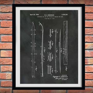 1936 Ski Patent Print  - Snow Ski Pole Patent - Winter Sports Decor - Snow Skier Gift - Ski Resort Decor - Downhill Ski Racing Poster