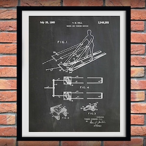 1960 Water Ski Towing Device Patent Print  - Water Ski Blueprint - Nautical Decor - Water Ski Patent - Water Sports Decor