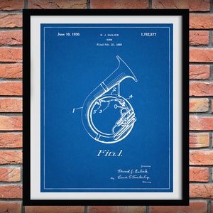 1930 Sousaphone Patent Print - Tuba - Musical Instrument - Brass Instrument - Orchestra Art Print - Marching Band Art - Jazz Band Gift