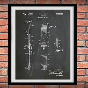 1945 Water Ski Patent Print  - Water Ski Blueprint - Nautical Decor - Water Skis Patent Art - Water Skiing Apparatus