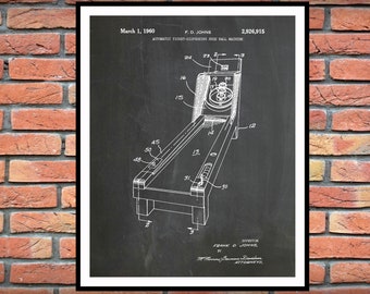 1960 Skee Ball Machine Patent Print - Game Room Decor - Arcade Game Poster - Carnival Game Blueprint - Skee Ball Patent Print