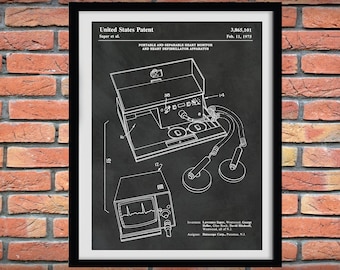 1975 Defibrillator Patent Print, Vintage Heart Defibrillator Poster, EMT Wall Art, AED Blueprint, Emergency Medical Device, Save a Life Art