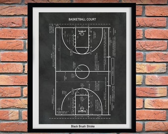 Basketball Court Art Print Vers #1, Game Room Decor, Football Decor, NBA Decor, Basketball Coach Gift, Basketball Fan Gift, Gift for Dad