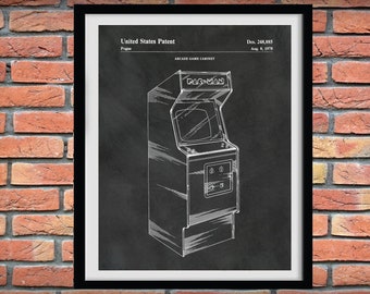 1978 PacMan Video Arcade Game Patent Print, Pac Man Arcade Console Game Poster - Pac Man Arcade Game Blueprint - Game Room Decor