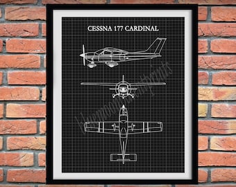 Cessna 177 Cardinal Drawing, Cessna 177 Cardinal Airplane Art Print, Cessna 177 Poster, Cessna 177 Cardinal Blueprint, Pilot Art