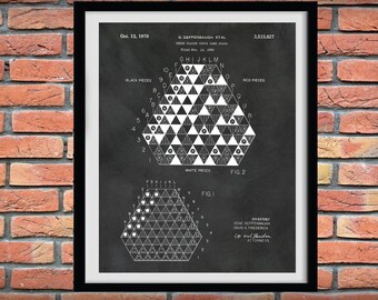 1970 Chess Board Patent Print - 3 Player Chess Board Blueprint - 3 Player Chess Game Board Invention, Big Bang Theory Game - Game Room Decor