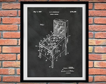 1957 Pinball Machine Patent Print - Pinball Game Arcade Poster - Pinball Machine Blueprint - Game Room Decor - Arcade Gaming Console