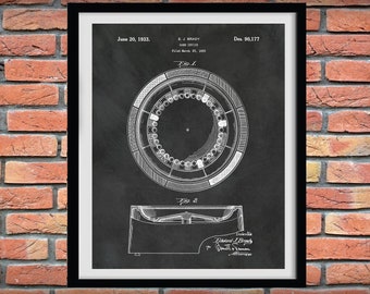 1933 Roulette Wheel Patent Print - Roulette Wheel Blueprint - Casino Decor - Gambling Decor - Roulette Wheel Poster - Game Room Decor