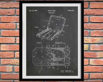 1984 Pizza Box Patent Print, Pizza Shop Decor, Pizza Lover Gift Idea, Pizza Blueprint, Pizza Decor, Pizza Box Drawing, Pizza Box Blueprint