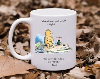 How do you spell love? Coffee Mug, Winnie The Pooh Piglet Coffee Mug, Kids Hot Cocoa Mug, Valentines Day Gift