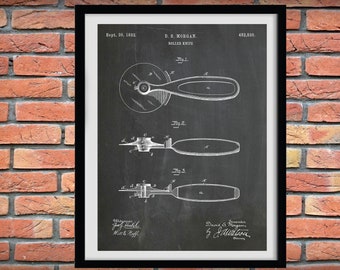 1892 Pizza Cutter Patent Print, Pizza Shop Decor, Pizza Lover Gift Idea, Pizza Decor, Pizza Slicer Blueprint, Pizza Tool Patent