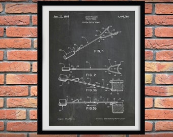 1985 Pizza Oven Tool Patent Print, Pizza Shop Decor, Pizza Lover Gift Idea, Pizza Decor, Pizza Making Tool Blueprint, Pizza Tool Patent