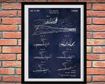 1964 Jumping Water Skis Patent Print Vers #2, Jumping Water Ski Poster, Beach House Decor, Water Ski Drawing, Ski Wall Art, Lake House Decor