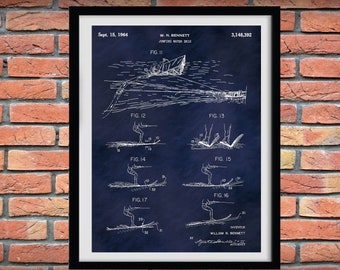 1964 Jumping Water Skis Patent Print Vers #2, Water Ski Blueprint, Water Skier Gift, Water Sports Art, Beach House Decor, Water Ski Drawing