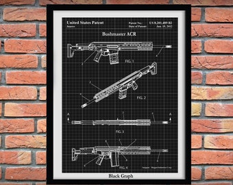 2012 Bushmaster ACR Patent Print - Magpul Bushmaster ACR Poster - Semi-Automatic Assault Rifle Blueprint - NRA Decor - Gun Collector Gift