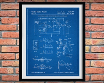 1993 Contactless Magnetic-Activated Proportional Controller Patent Print - Hall Effect Schematic - Electronics Blueprint - Semiconductor Art