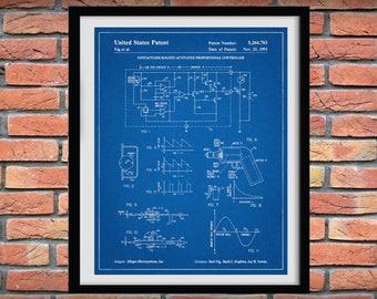 1993 Contactless Magnetic-Activated Proportional Controller Patent Print - Hall Effect Schematic - Electronics Blueprint - Semiconductor Art