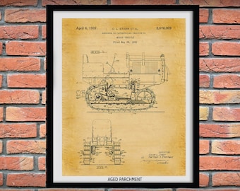 1932 Caterpillar Twenty Tractor Patent Print - Caterpillar Tractor Poster - Caterpillar Tractor Blueprint - Farm Decor - Construction Art