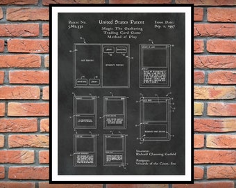 Magic The Gathering Patent Print - Magic The Gathering Art Poster - Magic Poster - Game Room Decor - Wizards Wall Art- MTG Trading Card Game