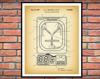 1985 Flux Capacitor Patent Print, Time Travel Invention, Doc Brown, Marty McFly, Back to the Future Memorabilia Flux Capacitor Blueprint