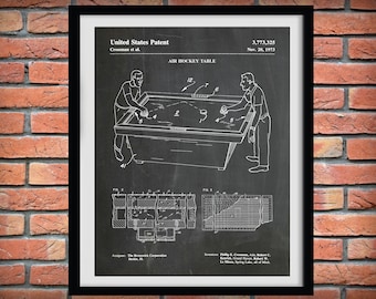 1973 Air Hockey Table Patent Print - Art Print - Poster Print - Game Room Wall Art - Home Decor -