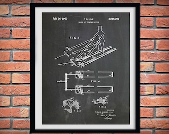 1960 Water Ski Towing Device Patent Print  - Water Ski Blueprint - Nautical Decor - Water Ski Patent - Water Sports Decor