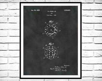 1925 Die Patent Print - 12 Sided Polyhedral Dice Patent Print - Game Room Decor - Dungeons and Dragons - DnD Player - Big Bang Theory Game