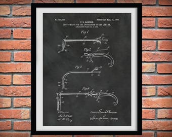 1903 Laryngoscope Patent Print, Intubation Instrument Patent Print, Intubation of the Larynx Blueprint, Paramedic Decor, ED Doctor Gift