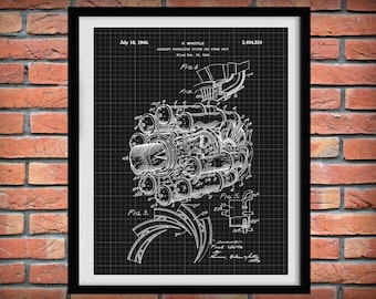 1946 Jet Engine Patent Print - Jet Engine Poster - Aviation Decor - Pilot Art - Aviator School Art - Aircraft Propulsion System Patent