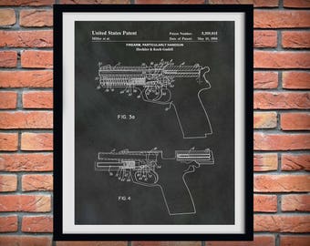 1994 H&K Hand Gun Patent Print, Heckler and Koch Pistol Poster, Firearms Enthusiast Gift,Semi-Automatic Pistol,Man Cave Decor - Self Defense