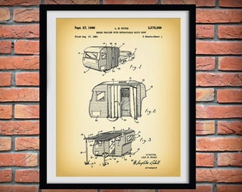 1966 Camper Trailer Patent Print, Camping Décor, Camping Poster, Camper Patent Print, Outdoors Décor, Campground Décor, Happy Camper Gift