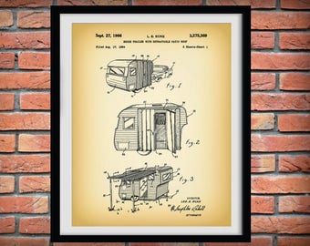 1966 Camper Trailer Patent Print, Camping Décor, Camping Poster, Camper Patent Print, Outdoors Décor, Campground Décor, Happy Camper Gift