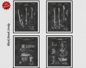 Set of 4 Fender Guitar Patent Prints - 1951 Fender Patent - 1953 Fender Patent- 1956 Fender Patent - 1961 Fender Patent - Guitar Wall Decor