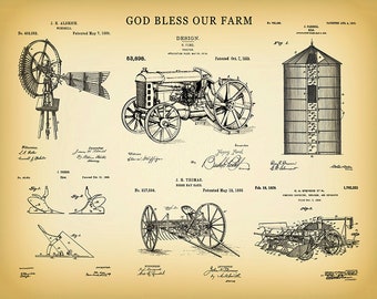 McCormick Tractor Poster Farmhouse Decor 1939 John Deere Tractor Patent Print