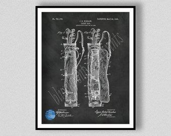 1905 Golf Bag Patent Print, Golf Caddy Bag Poster, Golf Pro Shop Décor, LPGA Wall Art, PGA Wall Art, Golf Bag Blueprint, Fathers Day Gift