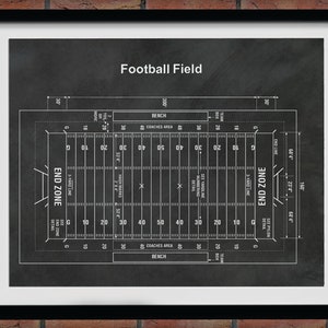 Football Field Blueprint Vers #2 - Game Room Decor - Super Bowl Gift - Football Decor - NFL Decor - Football Coach Gift - Football Fan Gift