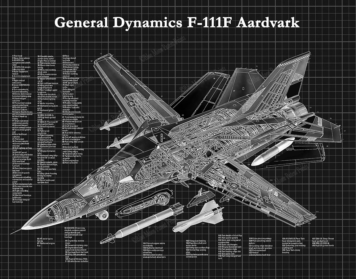 F-111F アードバーク航空機図面、ジェネラル・ダイナミクス F F-111F アードバーク航空機図面、ジェネラル・ダイナミクス F