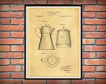 1916 Coffee Pot Patent Print - Kitchen Decor - Restaurant Decor - Coffee Shop Decor - Antique Coffee Pot Art  Print - Farmhouse Decor