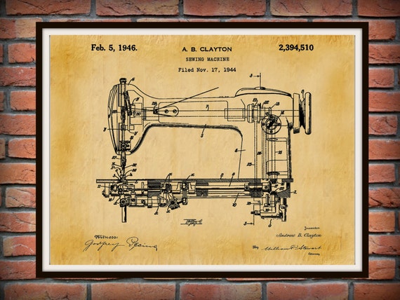 1944 Sänger Nähmaschine Patent Druck Nähmaschine Poster | Etsy