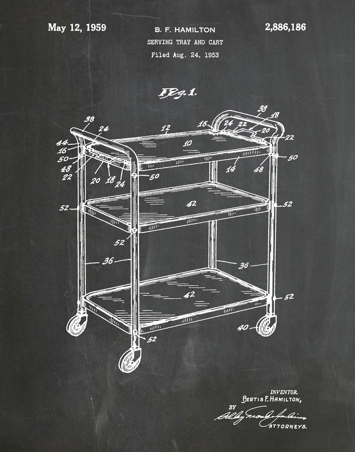 cosco serving cart folding gray on 1959 Cosco Tray Cart Patent Print Retro Kitchen Decor Poster Household Decor Cosco Stylaire Cart Coffee Cart Tea Cart